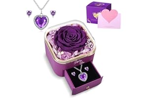 MARUKO Preserved Roses Gift Box,Christmas and Thanksgiving gifts,Eternal Rose Gift for Her Women Mum Wife Girlfriend on Christmas Valentines Day Mothers Day Anniversary Birthday (Purple)