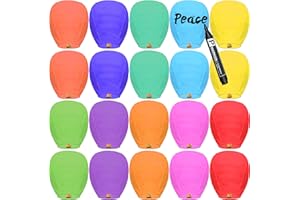 ISAGAX 20 Packs Chinese Lantern Multi-Colour, Floating Sky Lanterns, Biodegradable Memorial Fire Resistant Paper Wishing Lanterns to Release in Sky for Parties and Festivals, Flying Fire Lanterns