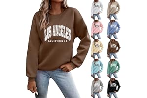 Generisch Jersey Mujer Sudadera Letras Estampado Manga Larga Cuello Redondo Jersey Otoño Invierno Mujeres Letras Impresión Algodón Suelto Casual Top Deporte Streetwear sin Capucha Blusa Tops