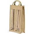 Jute Hessian Double window 2 bottle wine carrier bag