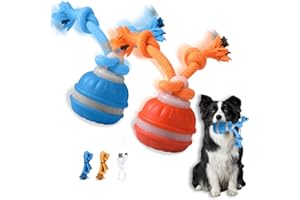 Supore Pallina per Cani 2pcs Giochi per Cani Interattivi, Giochi Cane Attivato dal Movimento che Salta e Cinguetta, Giocattoli per Cane con Corda per Taglia puppy e Media