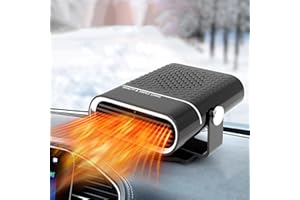 KQLHLHDYZ Ventilador calefactor de coche, 12 V, 150 W, 360°, giratorio, portátil, 2 en 1, función de calentador rápido y enfriador para calentamiento rápido, descongelación, descongelación y