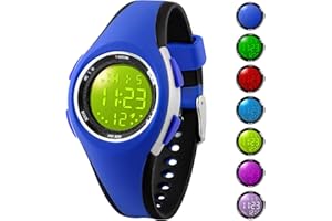 GUUMUXIN Orologi Bambino Digitale Ragazzi Ragazze,7 Colori Impermeabilità Orologi da Polso lampeggiante per Bambini Sport Outdoor Multifunzionali Orologi da Polso