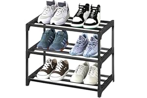 jiangwangda 3-Tier Shoe Rack - Lightweight, Narrow Shoe Storage Organizer for Entries, Hallways and Closets