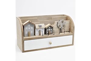 UNIQUE HOME LIVING Chic House Family Tree Wooden Letter Rack Shabby Wooden Letter Holder Files Documents Storage Office Paper Organiser for Desk