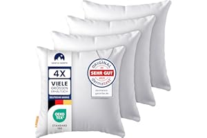 Gentle North Kopfkissen (45x45 cm groß) - 4er Set Kissen für Bett und als Dekokissen - Mit Reißverschluss für Füllung - Sofakissen - Zierkissen für Couch und Sofa - Ökotex - Waschbar bis 60° - Weiß