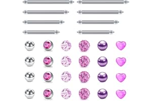 Briana Williams 14G Replacement Balls Straight Barbells for Tongue Bars Nipple Piercing Surgical Steel Acrylic 12/14/16/18mm Body Piercing Jewellery