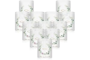 LUCOMB 12 Stück Windlicht Tischlicht deko, Kommunion Konfirmation , Fisch Mädchen Junge, Schön DASS du da bist Erstkommunion Tischdeko für Teelichter oder LED-Kerzen Taufe