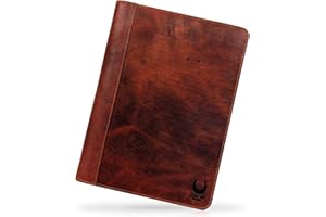 ‎CORNO D´ORO Corno d´Oro Premium Handgefertigte Konferenzmappe A4 Leder für Tablet bis 12 Zoll/Business Dokumentenmappe mit RFID Schutz/Büromappe mit Reißverschluss braun im Geschenkbox
