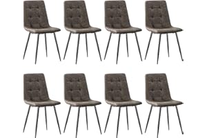 ANVOFONG Pack De 8 Sillas De Comedor,Tejido Técnico Sillas Cocina,con Base MetáLica Silla Acolchada,Sillas Salon,Adecuado para Comedores, Salones, Cocinas, Dormitorios,Marrón Oscuro