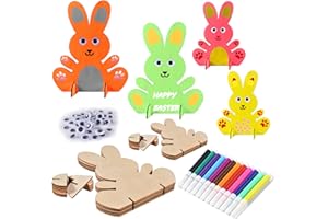 Lemotoy Conejitos De Pascua Madera para Niños DIY Conejito Conejo Madera Manualidades Infantiles Decoración Festival Fiesta Regalo Bricolaje Adorno Infántil Decoracion Hogar (10)