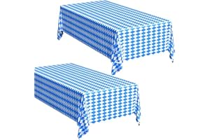 Matogle 2 Stück Oktoberfest Tischdecke Deko Bayrische Tischtuch Oktoberfest Tischdeko Party Deko Biertisch Blau Weiß Raute 130 x 275cm für Bierzeltgarnitur Bayern Bier Festival