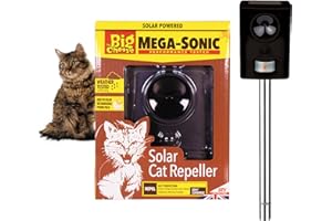 The Big Cheese Mega-Sonic® Solar Cat Repeller – Effective Humane Alternative - Professional Motion-Activated Ultrasonic Cat Repellent for Gardens UK - Outdoor Solar Powered Deterrent