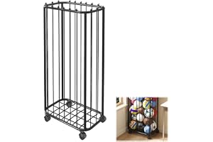 Wall Mounted Ball Holder, Garage Sports Equipment Organizer, Large Capacity Rolling Ball Storage Rack for Basketball, Soccer