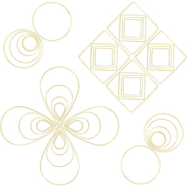 PandaHall 160Pcs 8 Shapes 2 Colors Brass Key Opening Bezel Pendant Charm Blank Frame Hollow Pendant for UV Resin Craft DIY Jewelry Making