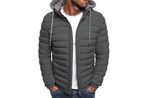 WSKMHK Blouson Homme Doudoune Homme, Doudoune Manches Longues Zippée Charge Veste Légère Et Chaude Couleur Unie Coupe-Vent Avec Poches Hiver Rouge Vert Noir 2023 M-3Xl