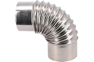 CWOQOCW 90° Elbow Pipe Ø 50-100mm, Hot-dip Aluminised (FAL) Steel Stove Pipe Elbow, Heat Resistant Flue Pipe for Stoves, Stainless Elbow Chimney Pipe(80mm)