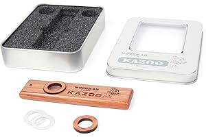 Woodman Premium Wooden Kazoo With Metal Padded Gift Box & Carry Case - Additional Membrane Included, By Bray Music