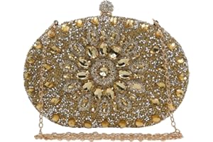 CORIOS Sac de Soirée Femme Sac en Strass à la Main Diamond Embrayage Sacs à Main D'épaule de Mariée Sacs Fourre-Tout Pochette Portefeuille pour Ceremonie Mariage Fête Cocktail Or