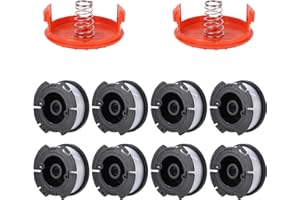 LEAZZLE Bobina de Repuesto de Recortadora,Carretes para Cortadora de Black + Decker,8 Carretes de Cortacésped,con 2 Tapa de Bobina + 2 Resorte Bobinas de Línea de Carrete,Longitud 9,14 m, Diámetro 1.65 mm