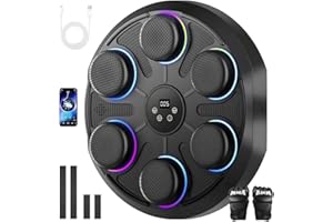 buusace Machine De Boxe Musicale 2025 pour Adultes Et Enfants, Machine De Boxe LED Intelligente, Bluetooth, avec Gants De Boxe, But De Boxe Mural, 9 RéGlages De Vitesse Et Mode De Comptage