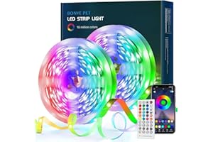 Bonve Pet Ruban LED 30M(15Mx2) Bande LED RGB Bande Lumineuse Flexible Multicolore avec Télécommande à 40 Touches, Synchroniser avec la Musique, pour Fête Décor pour la Maison Chambre Bar