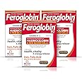 Feroglobin B12 Capsules - 30 Capsules | Gentle Iron Supplement for Anaemia which contribute to the reduction of tiredness and Fatigue (Pack of 3)