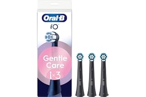 Oral-B iO Gentle Care Tandborsthuvuden, Svart, 3 st, Original Runda Borsthuvuden, Vinklade Borststrån För Djupare Plackbortta