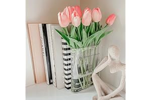 Puransen Book Vase for Flowers, Acrylic Clear Book Vase, Unique Home/Office Accent Decor (Clear - B)