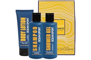 BODY & EARTH Set regalo per uomo, kit da viaggio - set regalo per le feste con profumo di oceano fresco, kit per la cura della pelle da uomo include gel doccia, lozione per il corpo, shampoo