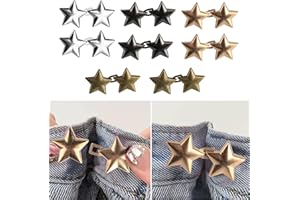 BBTCXJS 8 Pcs Jean Tightener Clips for Trousers, Star Shape Adjustable Button Pins for Waistband, No Sew Tightening Clips for Pants