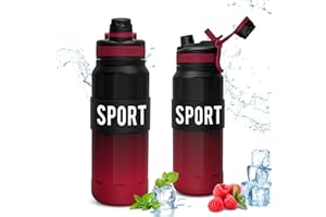 KollyKolla Botella Agua - 500ml/1L, Botella de Agua Deportiva con Paja, Tapa de Botella 2-in-1, Botella Gimnasio Sin BPA, Prueba de Fugas, Botellas de Agua Plastico para Gimnasio, Running, Bicicleta