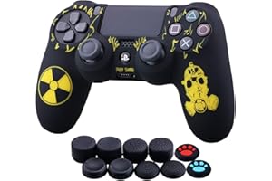 YoRHa Lncisione Laser Custodia in Silicone Cover (Radiazione) per PS4/Slim/Pro Dualshock 4 Controller x 1 con Manopole Thumb Grips x 10
