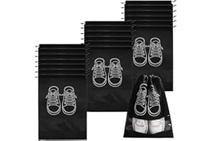WOOKIT 10/20 Pezzi Sacchetti Calzature per Viaggiare, Non Tessuto Impermeabile Antipolvere Scarpe Borse, con Finestrella Trasparente e Coulisse per Scarpe/Scarpe Sportive/Stivali
