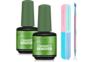 ATOANY Quitaesmalte Gel Paquete de 2 con Empujador de Cutícula y Lima de Uñas, Removedor Esmalte Semipermanente, Permanentes para Uñas, Elimina Fácil y Rápidamente el Esmalte en 3-5 Minutos