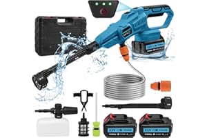 Bellanny 120Bar Cordless Pressure Washer, 6 in 1 Portable Pressure Washer with 2 x 3.0Ah Rechargeable Battery, Battery Pressure Washer with 5M Hose for Floor Car Garden Cleaning & Watering