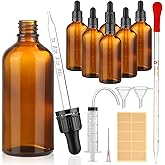 modacraft 6Stk 100ml Pipettenflasche mit Hilfszubehör, Flasche mit Pipette Braunglasflasche Apothekerflasche Tropfflasche für