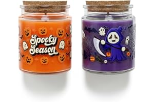 MOMAHUA 2 Jars Pumpkin Scented Candles for Halloween,Natural Soy Wax Candle for Home Scented,80 Hours Burn Time, Autumn Candle Gift Set for Her,Mom,Friend,Aromatherapy Candles Present Halloween Decorations