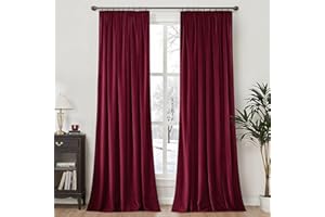 ‎MIULEE MIULEE Samtvorhang mit Kräuselband 2er Set 140X245 cm, Schöne Dicke und Schwere Wohnzimmer Schlafzimmer Deko Blickdichte Vorhänge, Weinrot Samt Gardinen Verdunkelung Thermovorhang Samt kräuselband