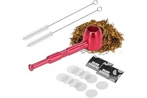 ‎LVJKES Lvjkes Mini pfeife, Tragbare metall pfeifen, Mit 2 Reinigungsbürsten und 10 Filter enthalten, Abnehmbarer kopf zur leichte Reinigung, Für Tabakwaren geeignete Metallpfeifen (Rot)