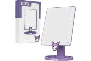 Get Trend Sanrio Kuromi sminkspegel med lampor, sminkspegel med toalettbord, LED-spegel med prydnadssbricka, kompakt och batt