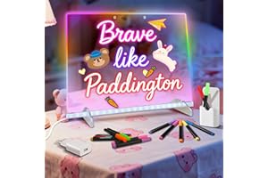 SOLORAGE Tablette lumineuse dessin enfant avec 8 led couleurs et 6 modes 35 x 25 cm En acrylique Avec adaptateur pour tableau à peindre, mémo, publicité, veilleuse, décoration murale (Argenté)