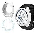 GIOPUEY Silicone Case Compatible with OnePlus Watch 2/OPPO Watch X, with 3 Pack Screen Protector Flim, Soft TPU Silicone Protective Case Cover, OnePlus Watch 2/OPPO Watch X Cover - White