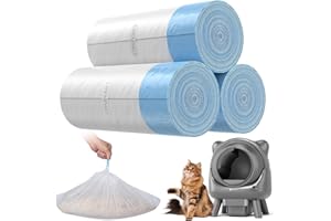 Amicura Cura X1 Sac Poubelle - Lot de 3 Rouleaux de 60 Sacs Poubelle Auto-nettoyants pour Chat, en polyéthylène Haute densité/sans Odeur/Indéchirable/avec Cordons de Serrage,Compatible avec Cura X1