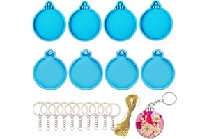 Accfore 8 stampi in resina di Natale, 2 stili rotondi in silicone per ciondoli in resina epossidica, per ornamenti per albero di Natale, confezioni regalo, artigianato fai da te, decorazioni per la