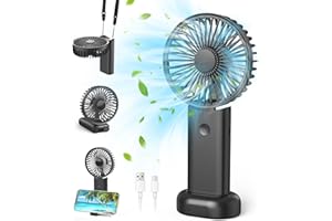 Namouk Ventilateur Portable, Portatif Electrique Fan de Bureau À Pile Ventilateur Silencieux Chambre 5 en 1 Ventilateur Voiture 3 Vitesses pour Voyages, Maquillage,Camping,Bureau À Domicile, Extérieur