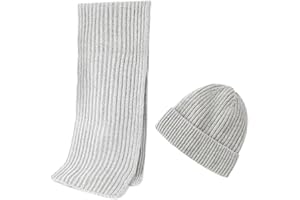 Embouro Wintermütze und Schal aus Merinowolle für Herren, warme Strickmützen, lange Schals für Damen und Herren