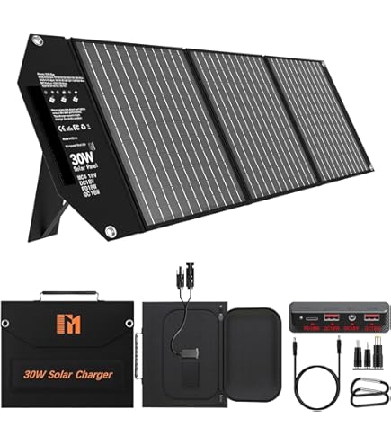 Högert Technik - Panel Solar de 100 W | Cargador Solar portátil con 2 Puertos USB (USB-A/Type-C) | Paneles solares IPX4 para Camping al Aire Libre para teléfono móvil, iPhone, Smartphone, tabletas