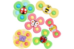 Ainiv 6PCS Coccinelle Abeille Papillon Animaux Mignons Jouets de Bain Bébé, Ventouses Rotatives, Spinner Cadeau pour Tout-Petit, Enfants, Filles, Garçons