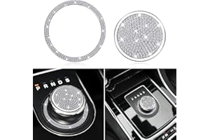 MARCHFA Gear Shift Knob Decals Custom Fit for Evoque 2011 2012 2013 2014 2015 2016 2017 Rhinestone Crystal Sticker Accessories (Silver, 2 Pcs)